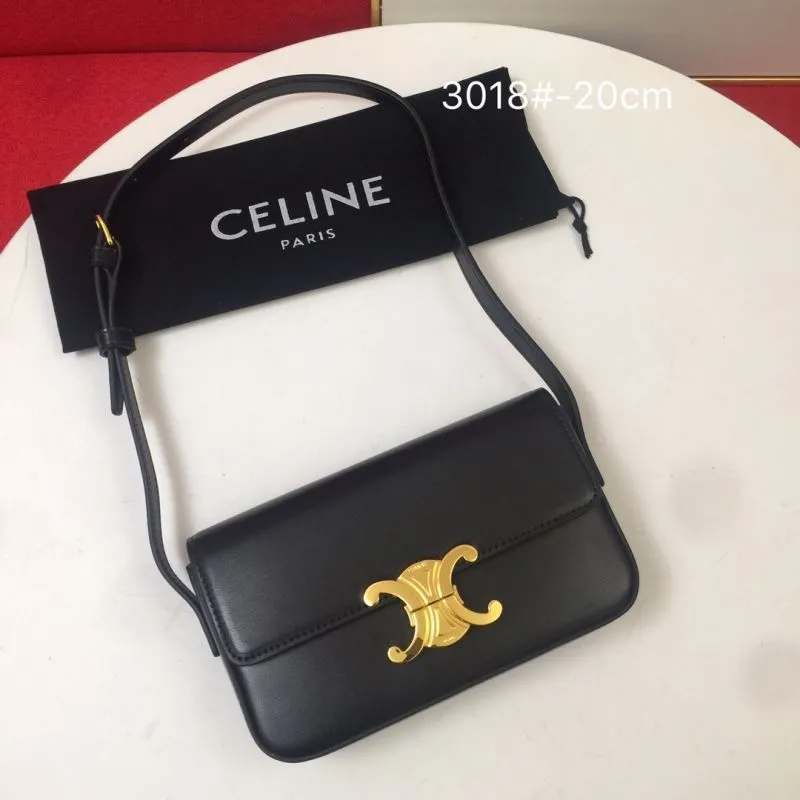 Celine Black Leather Shoulder Bag 3018 20cm - Image 3