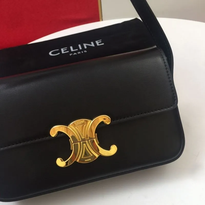 Celine Black Leather Shoulder Bag 3018 20cm - Image 4