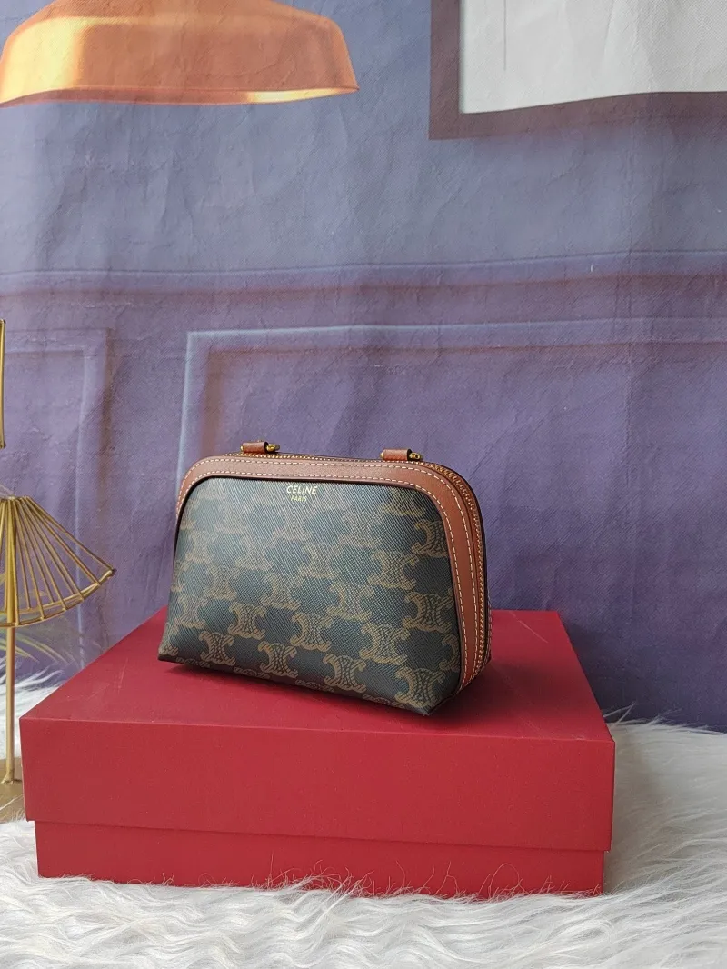 Celine Brown Triomphe Monogram Crossbody Bag - Image 3