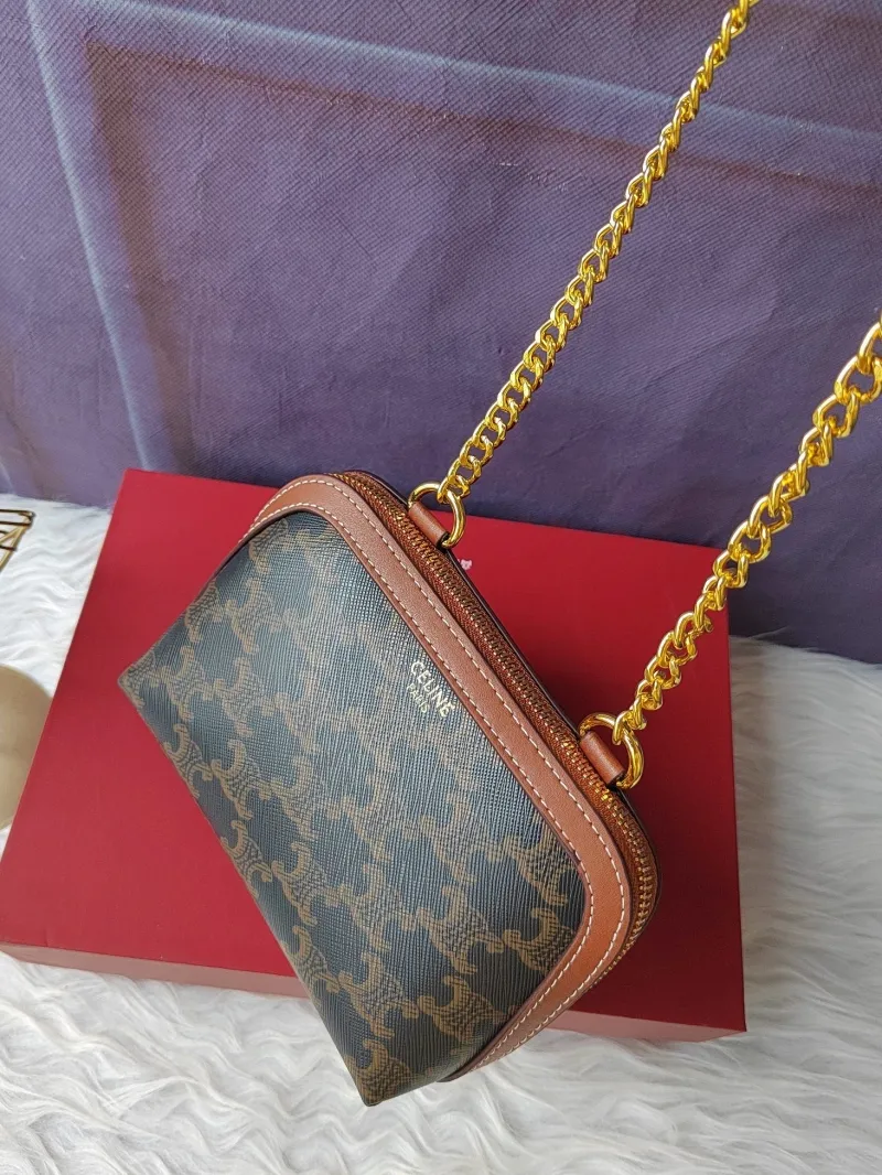 Celine Brown Triomphe Monogram Crossbody Bag - Image 5