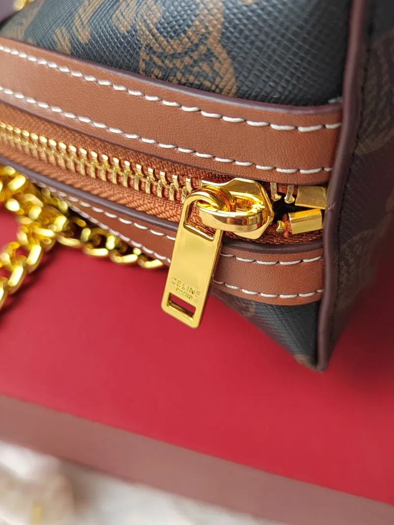 Celine Brown Triomphe Monogram Crossbody Bag - Image 7