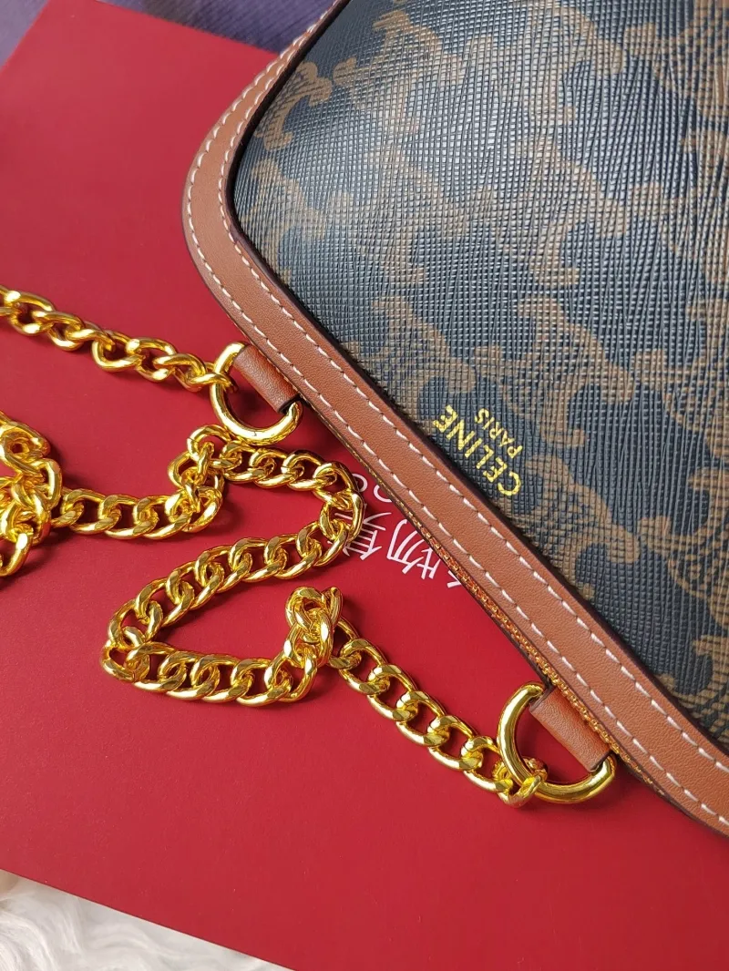 Celine Brown Triomphe Monogram Crossbody Bag - Image 8