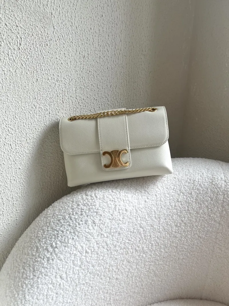 Celine White Leather Satchel Bag 28