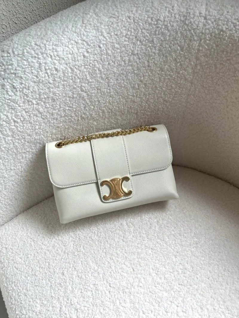 Alternative view of Celine White Leather Satchel Bag 28