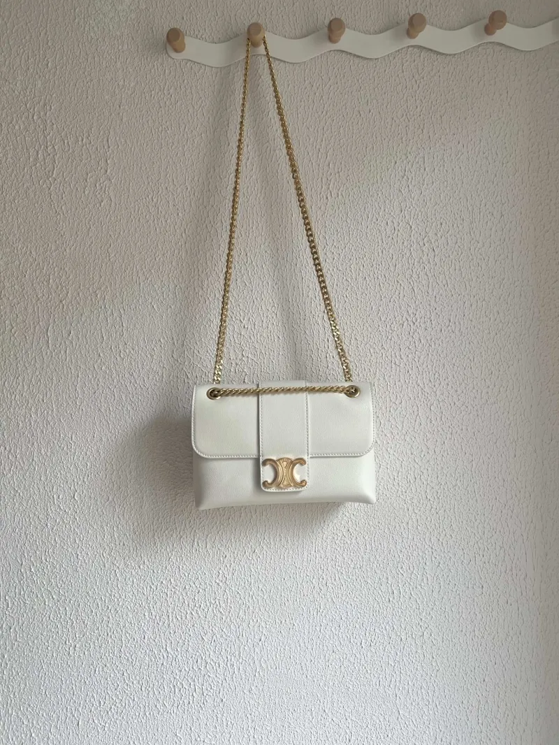 Celine White Leather Satchel Bag 28 - Image 5