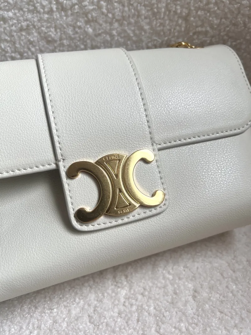 Celine White Leather Satchel Bag 28 - Image 6