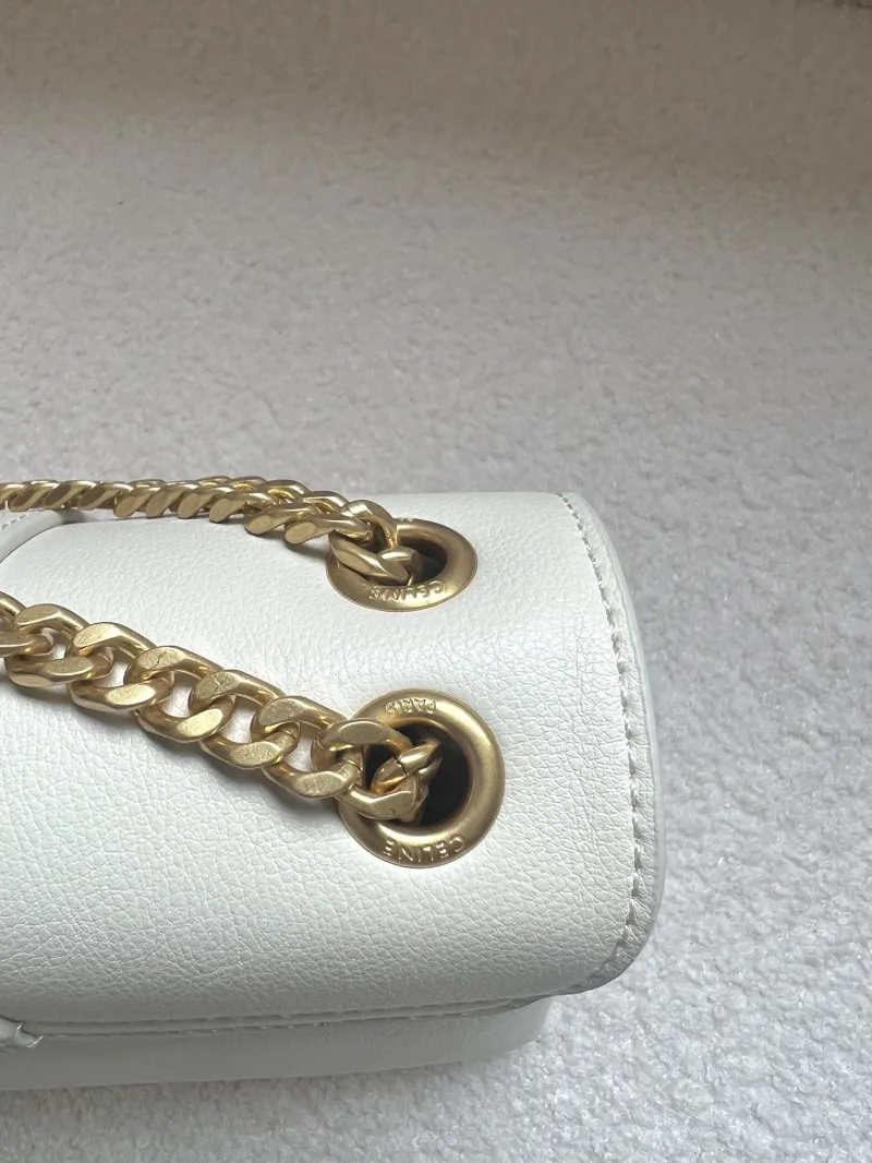 Celine White Leather Satchel Bag 28 - Image 7