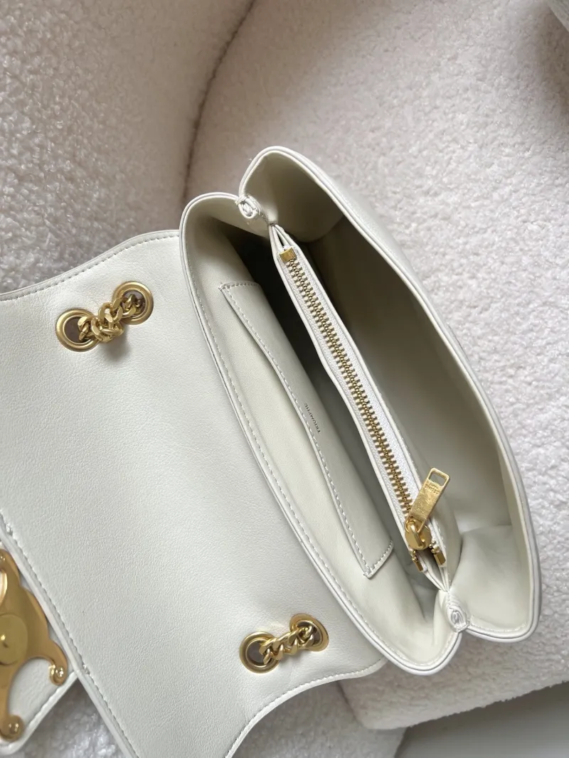 Celine White Leather Satchel Bag 28 - Image 8