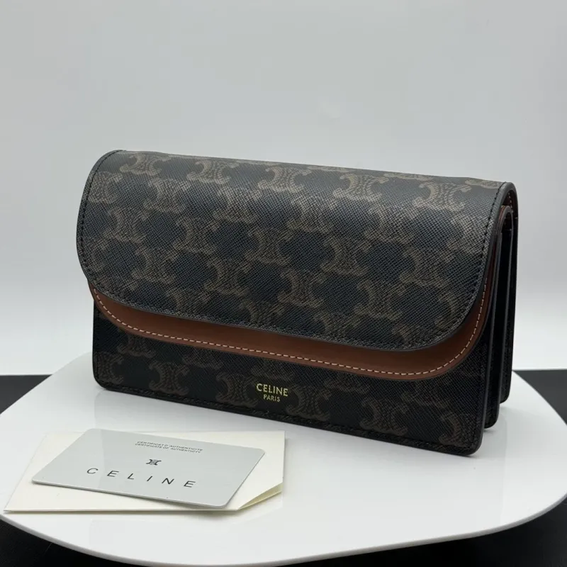 Alternative view of Celine Black Tan Triomphe Crossbody Satchel Bag