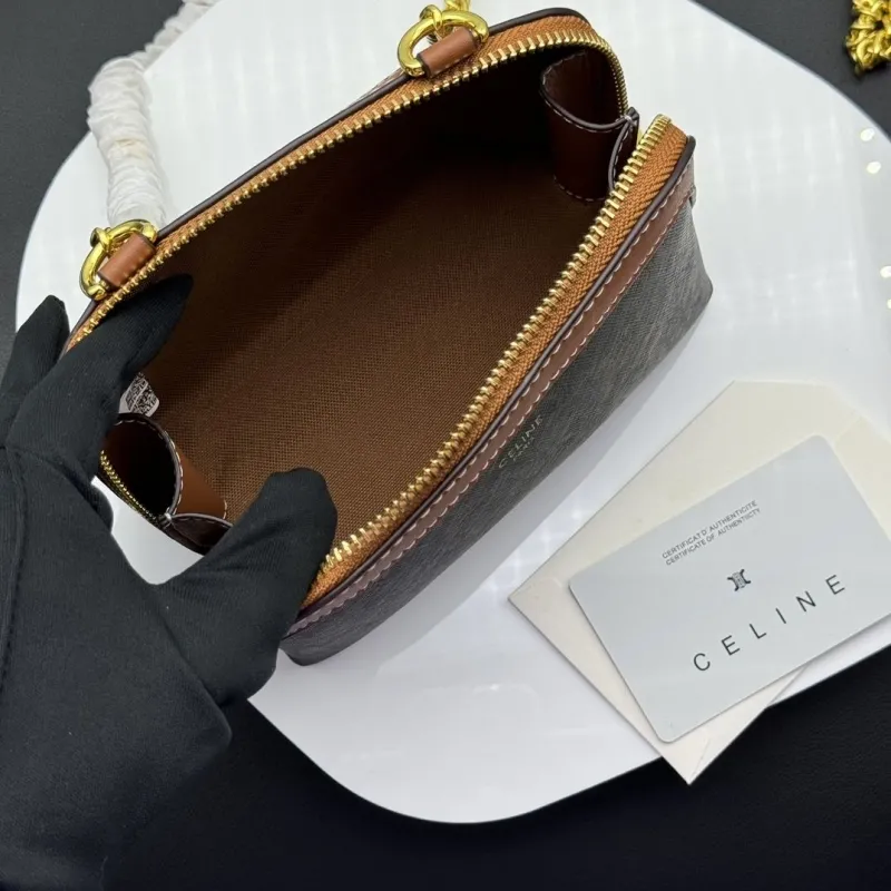 Celine Brown Monogram Chain Crossbody Satchel Bag - Image 5