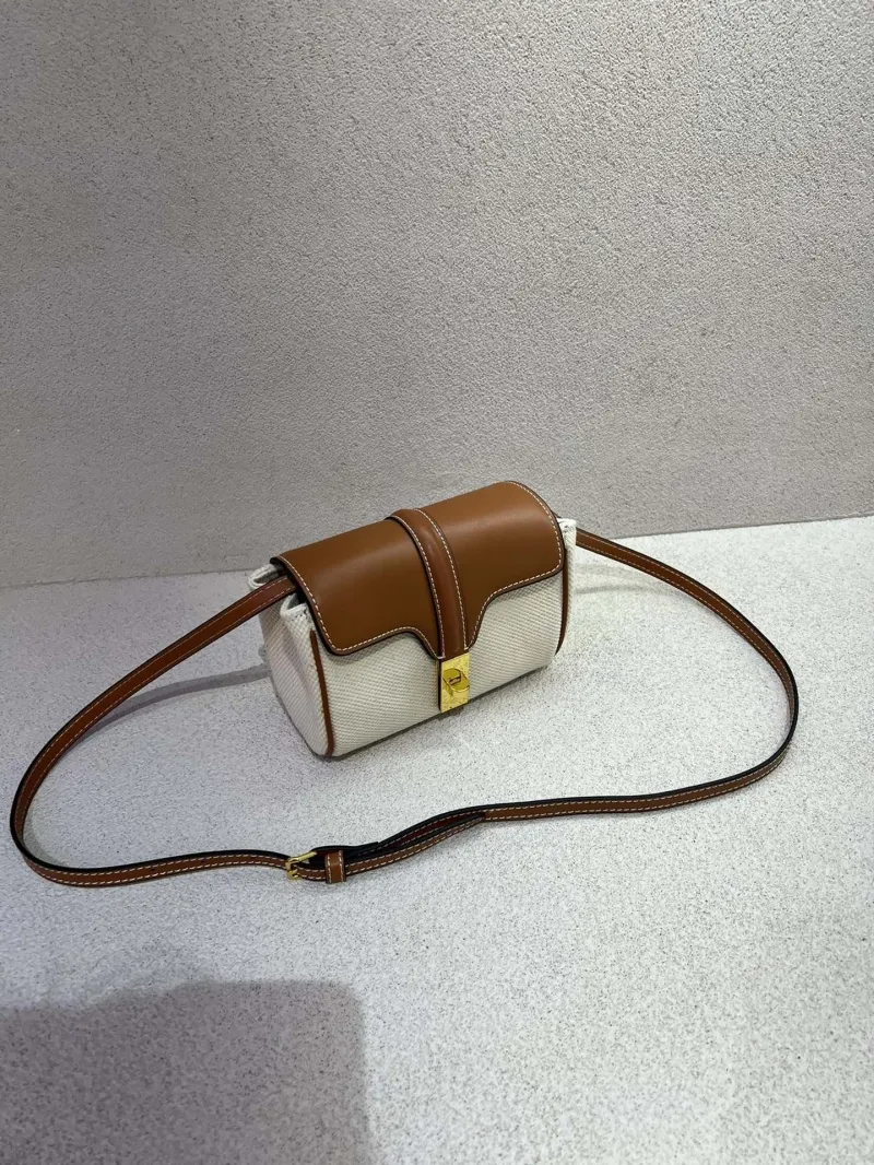 Celine White Brown Crossbody Satchel Bag - Image 3