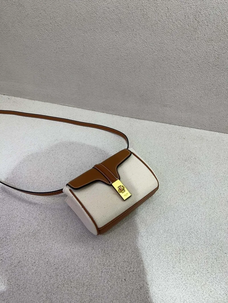 Celine White Brown Crossbody Satchel Bag - Image 4