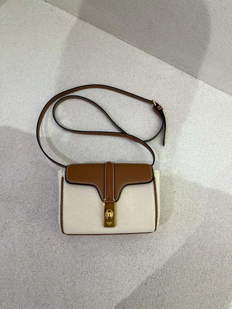 Celine White Brown Crossbody Satchel Bag - Image 5
