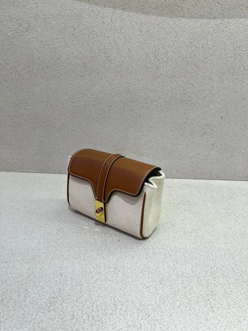 Celine White Brown Crossbody Satchel Bag - Image 6