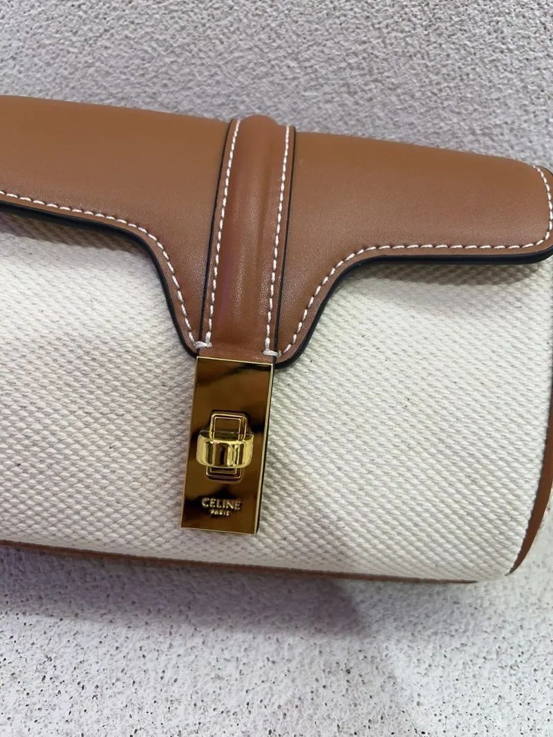 Celine White Brown Crossbody Satchel Bag - Image 7