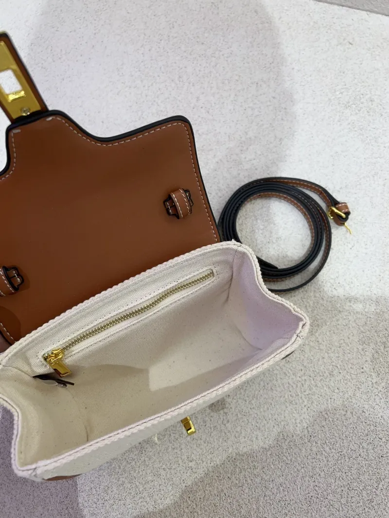 Celine White Brown Crossbody Satchel Bag - Image 8