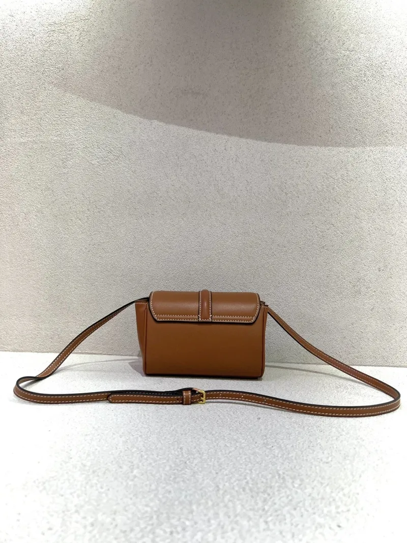 Alternative view of Celine Brown Leather Crossbody Satchel Bag 34