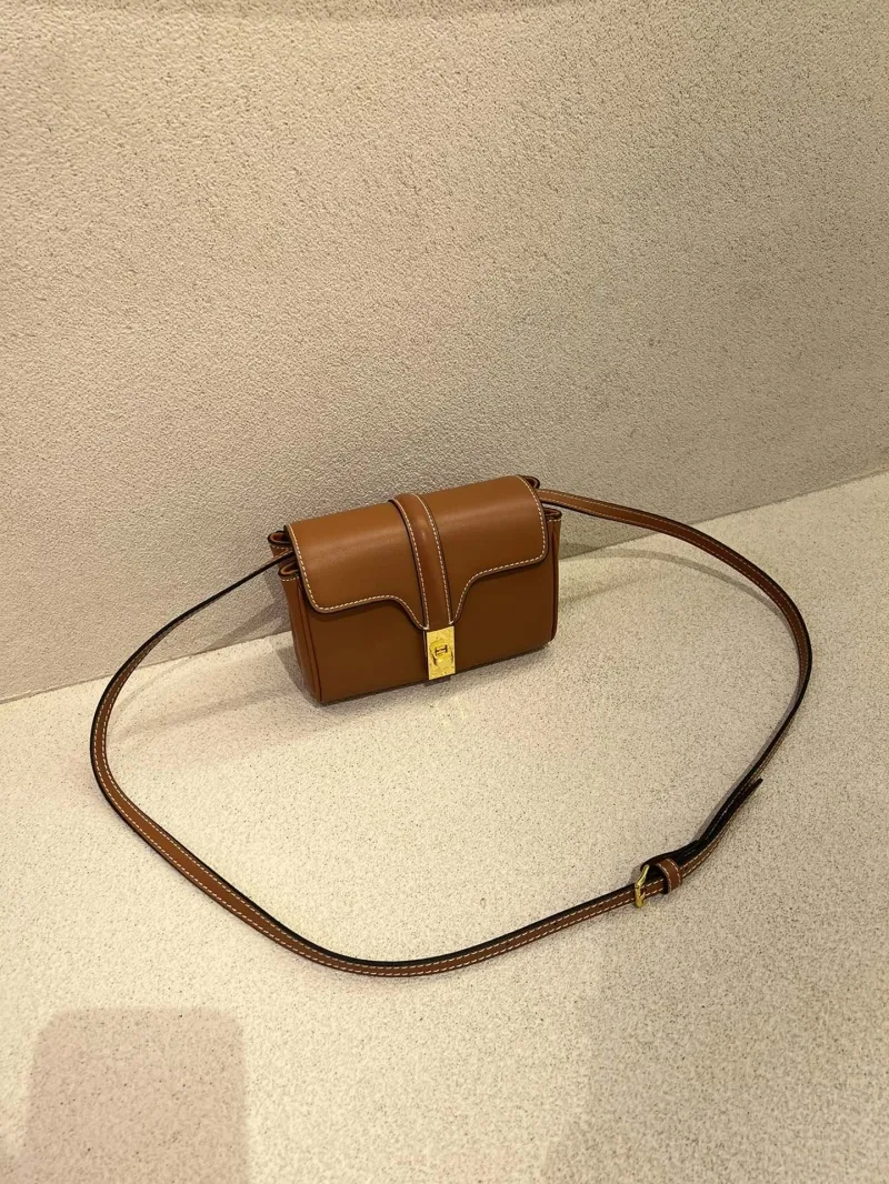 Celine Brown Leather Crossbody Satchel Bag 34 - Image 3