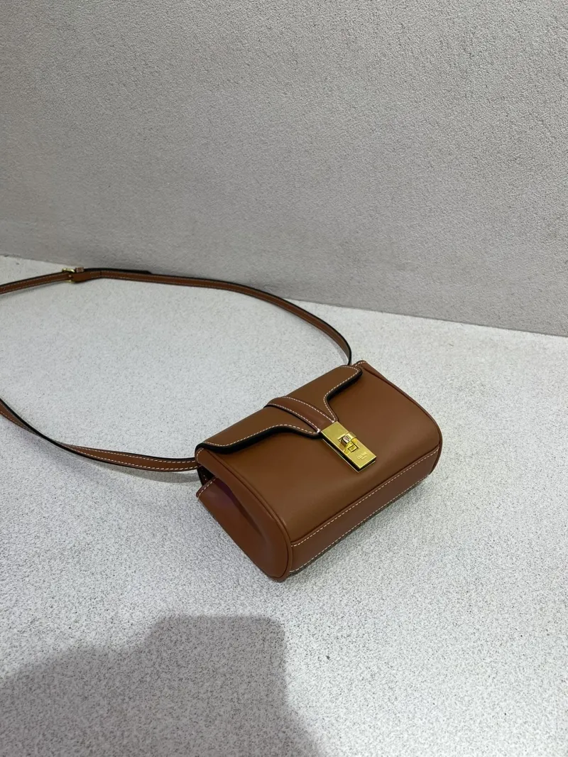 Celine Brown Leather Crossbody Satchel Bag 34 - Image 4