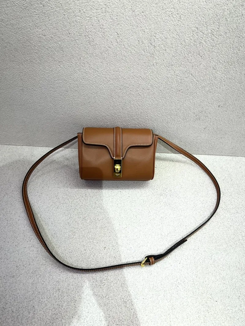 Celine Brown Leather Crossbody Satchel Bag 34 - Image 5