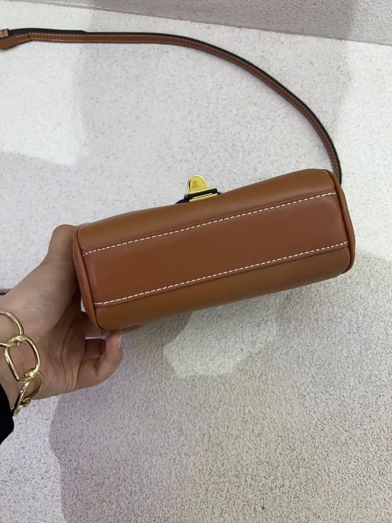 Celine Brown Leather Crossbody Satchel Bag 34 - Image 6