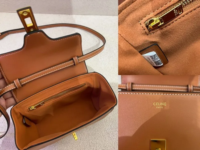 Celine Brown Leather Crossbody Satchel Bag 34 - Image 9