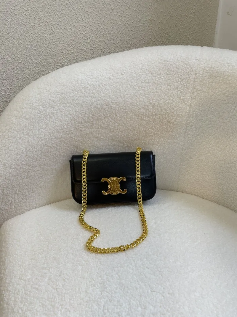 Celine Black Chain Satchel Shoulder Bag