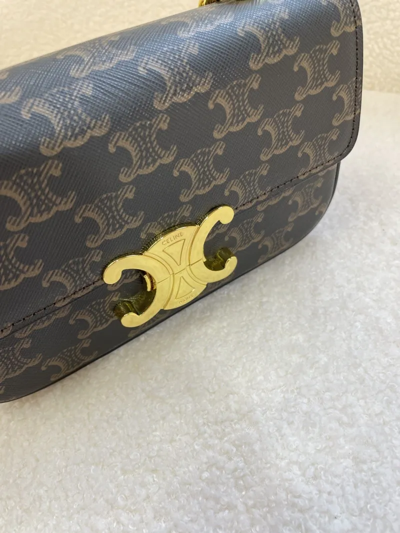 Celine Triomphe Chain Shoulder Bag Dark Brown - Image 3