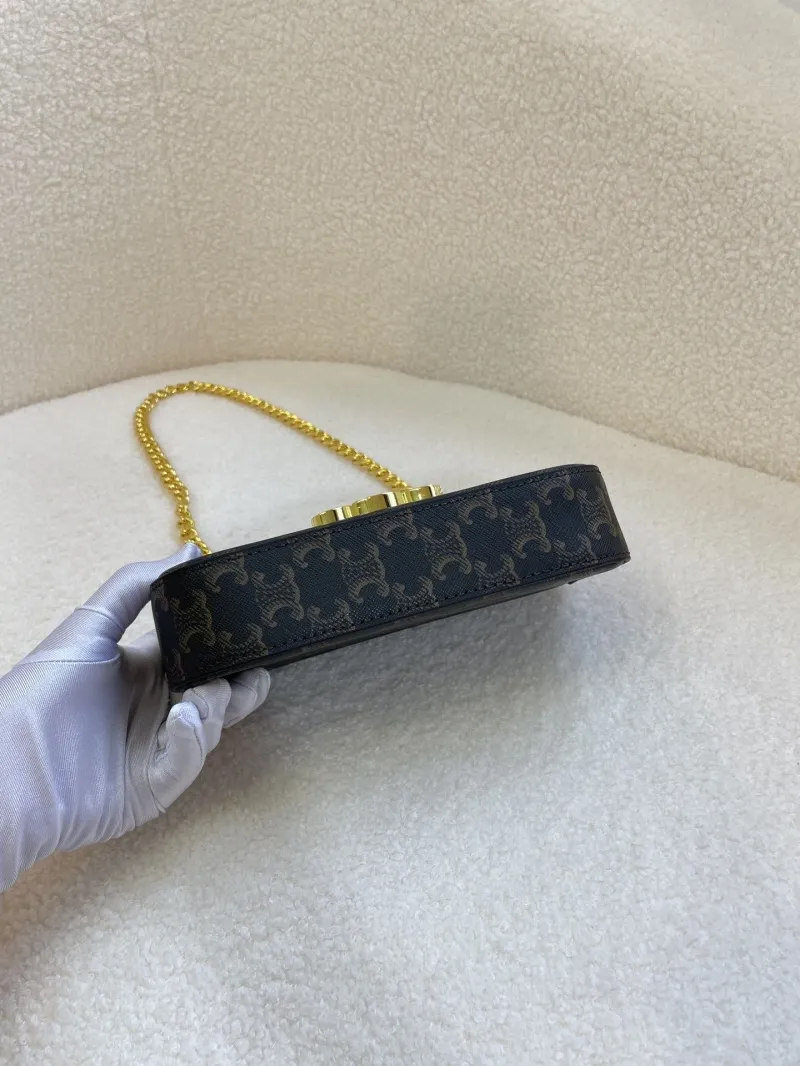 Celine Triomphe Chain Shoulder Bag Dark Brown - Image 4