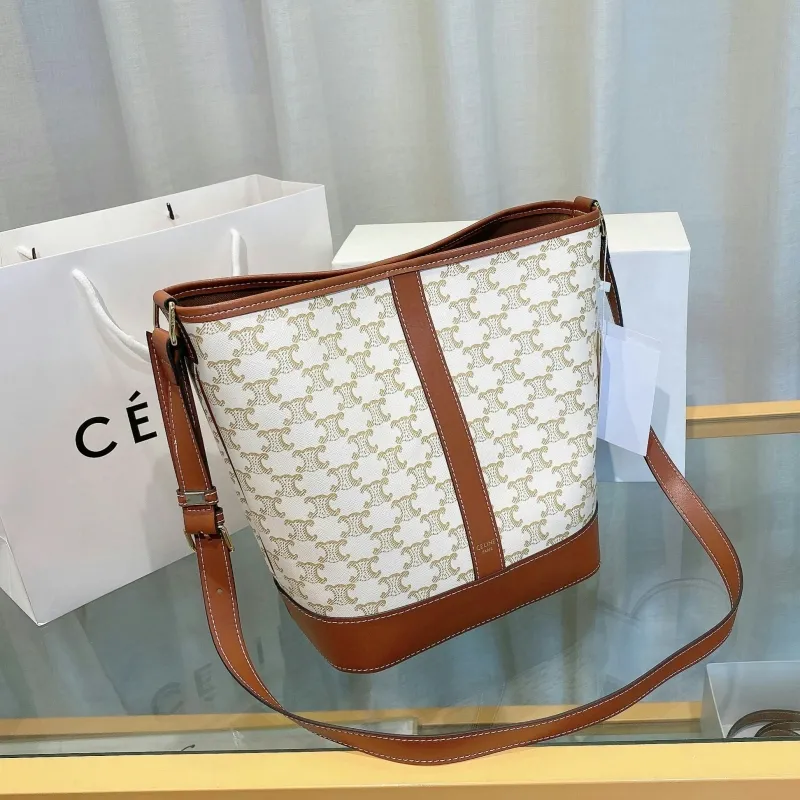 Celine White Monogram Bucket Bag - Image 3