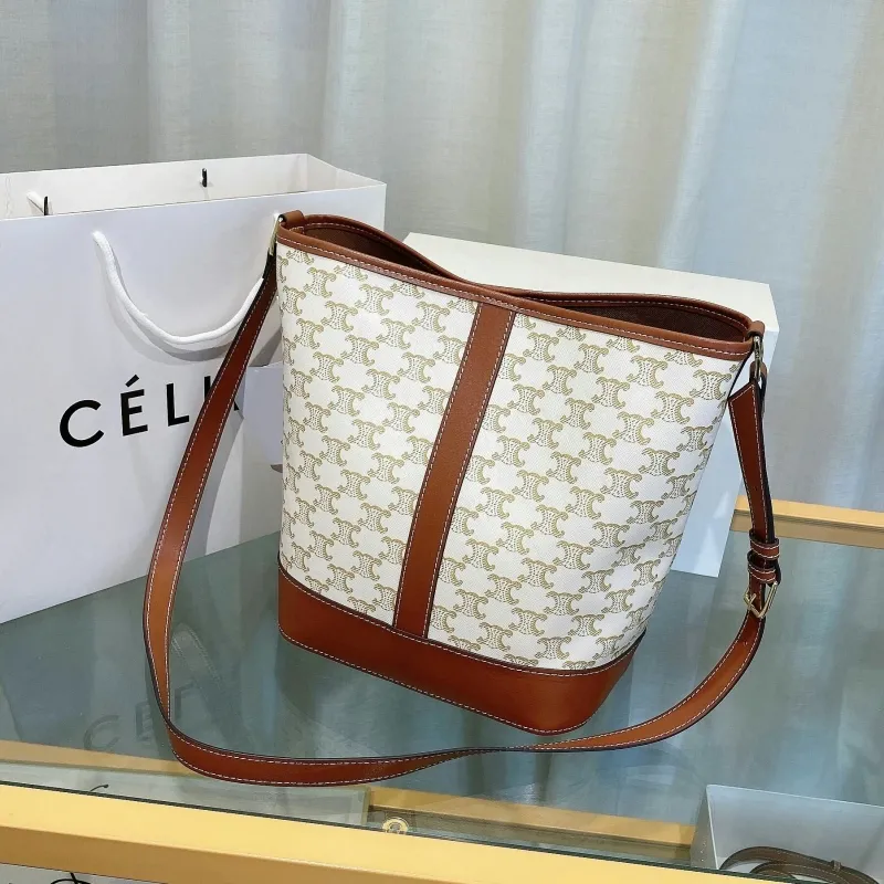 Celine White Monogram Bucket Bag - Image 4