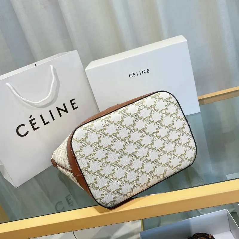 Celine White Monogram Bucket Bag - Image 5