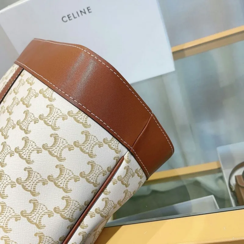 Celine White Monogram Bucket Bag - Image 6