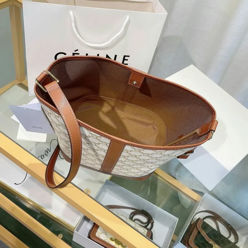 Celine White Monogram Bucket Bag - Image 8