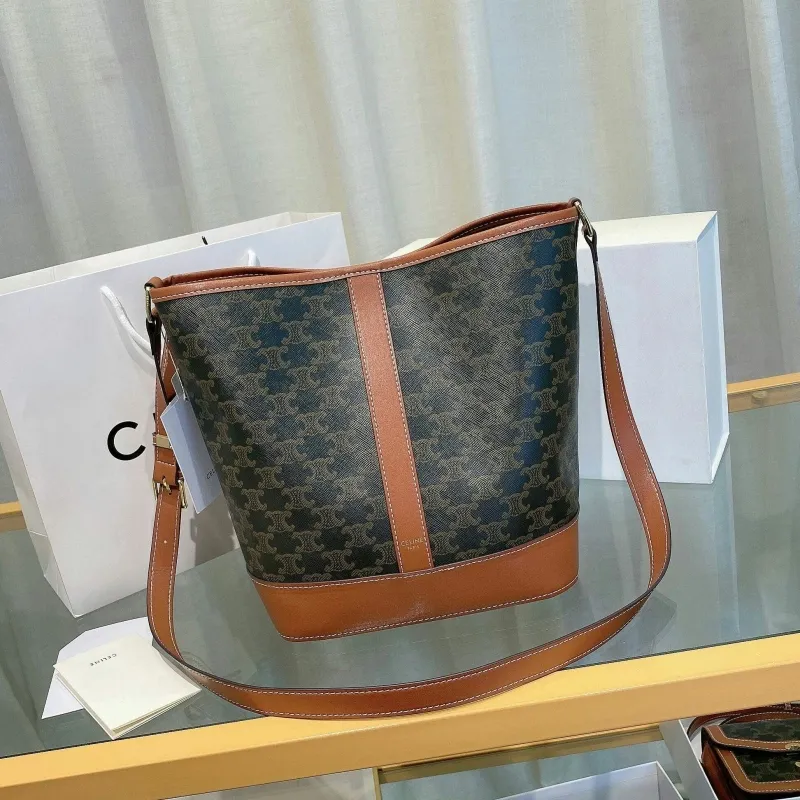 Alternative view of Celine Monogram Bucket Bag 41 Dark Brown Leather Trim