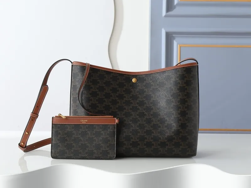 Celine Monogram Crossbody Satchel Bag with Pouch