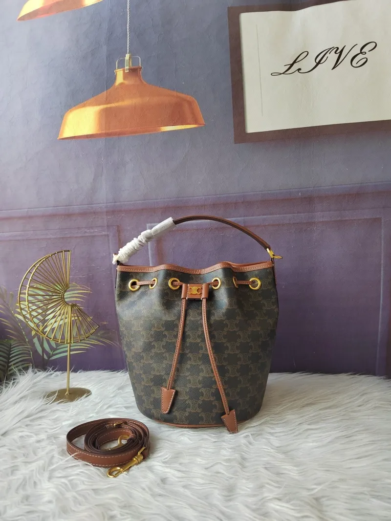Celine Brown Monogram Bucket Bag