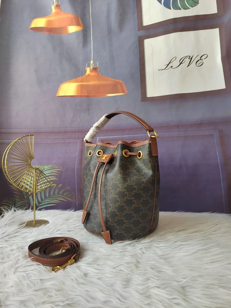 Celine Brown Monogram Bucket Bag - Image 3