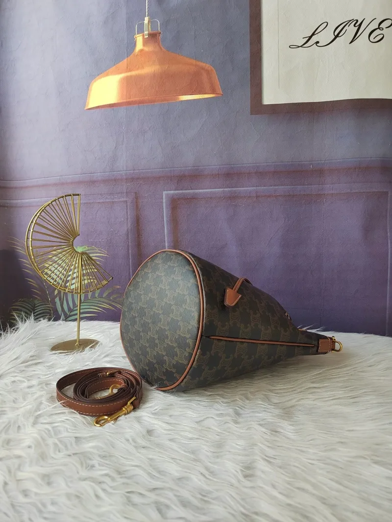 Celine Brown Monogram Bucket Bag - Image 4