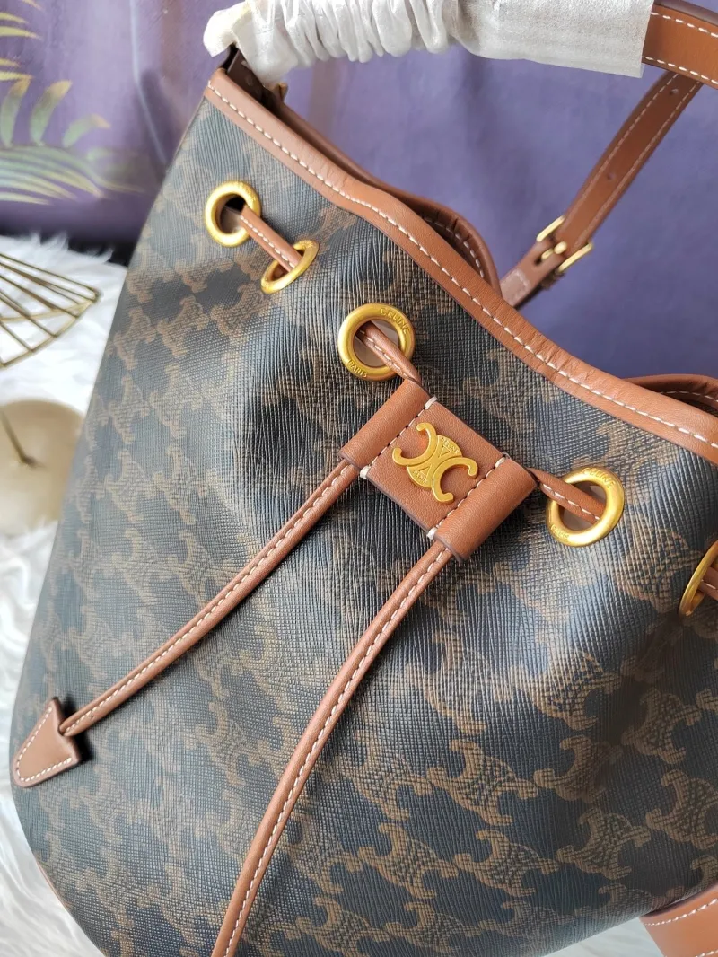 Celine Brown Monogram Bucket Bag - Image 5