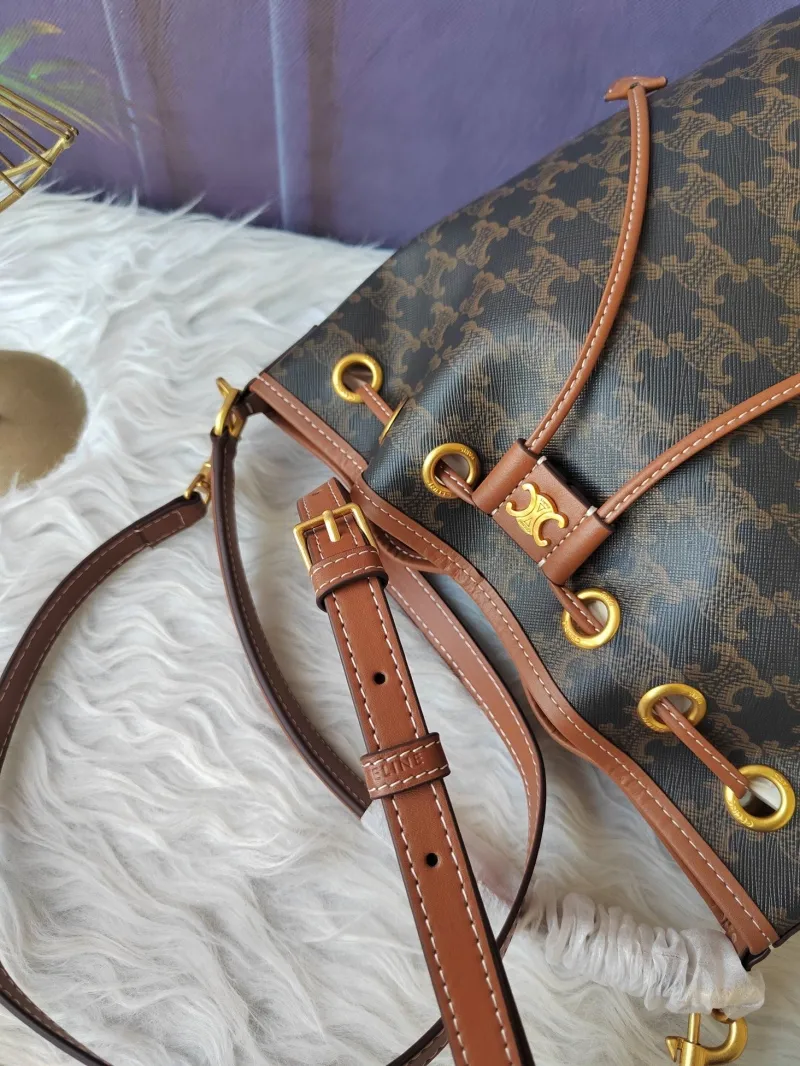 Celine Brown Monogram Bucket Bag - Image 6