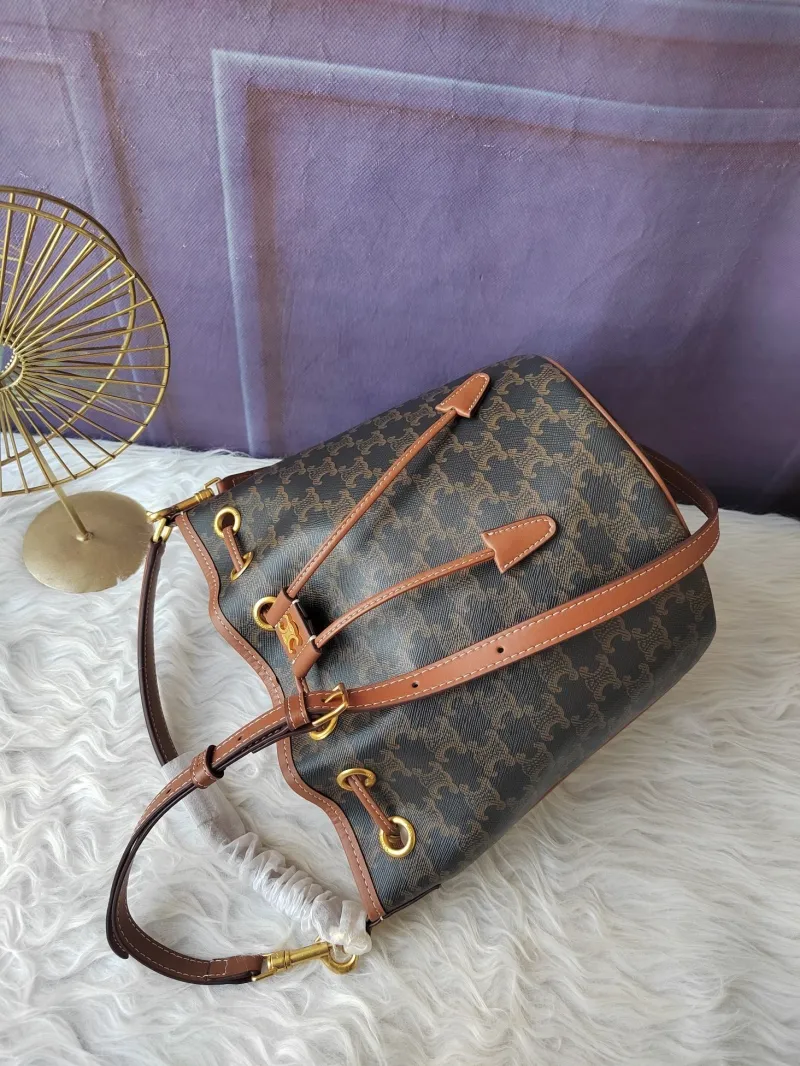 Celine Brown Monogram Bucket Bag - Image 7