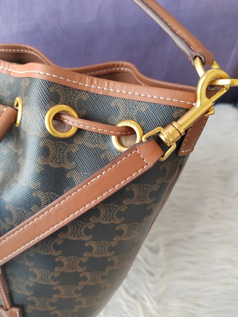 Celine Brown Monogram Bucket Bag - Image 8