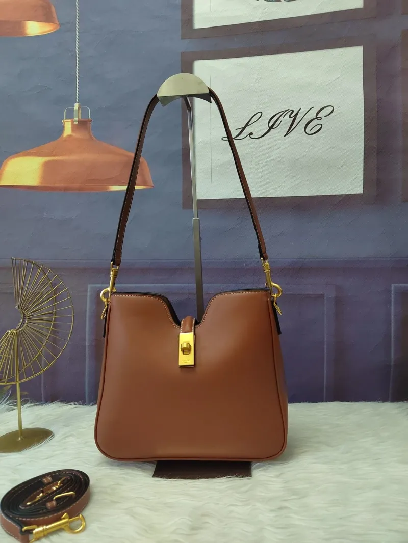 Celine Brown Leather Satchel Bag
