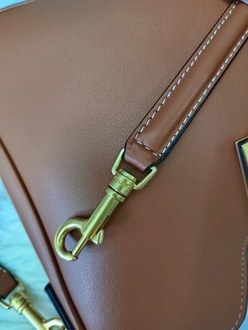 Celine Brown Leather Satchel Bag - Image 6