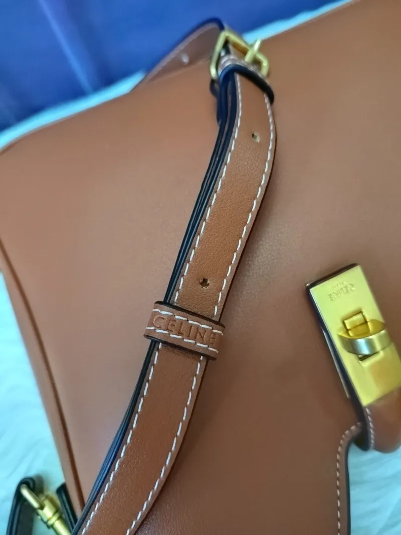 Celine Brown Leather Satchel Bag - Image 8