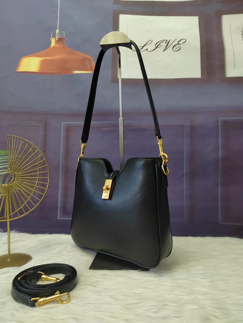 Celine Black Leather Satchel Shoulder Bag - Image 3