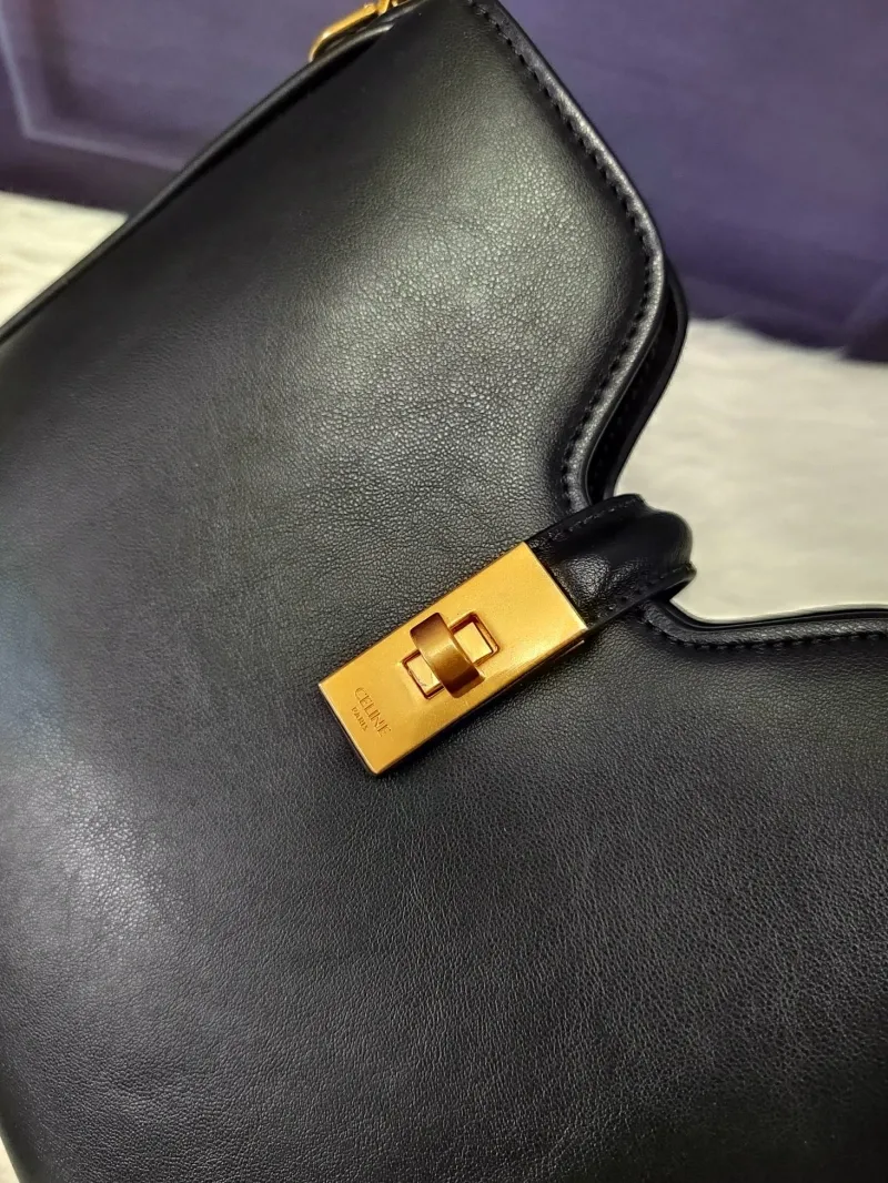 Celine Black Leather Satchel Shoulder Bag - Image 5