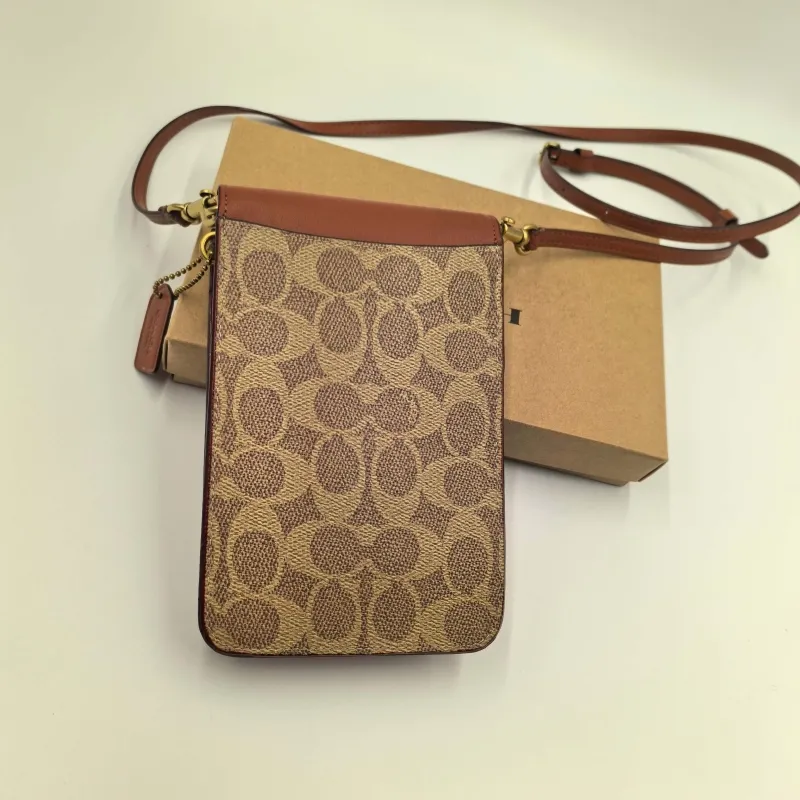Alternative view of Coach Signature Tan Brown Crossbody Phone Bag