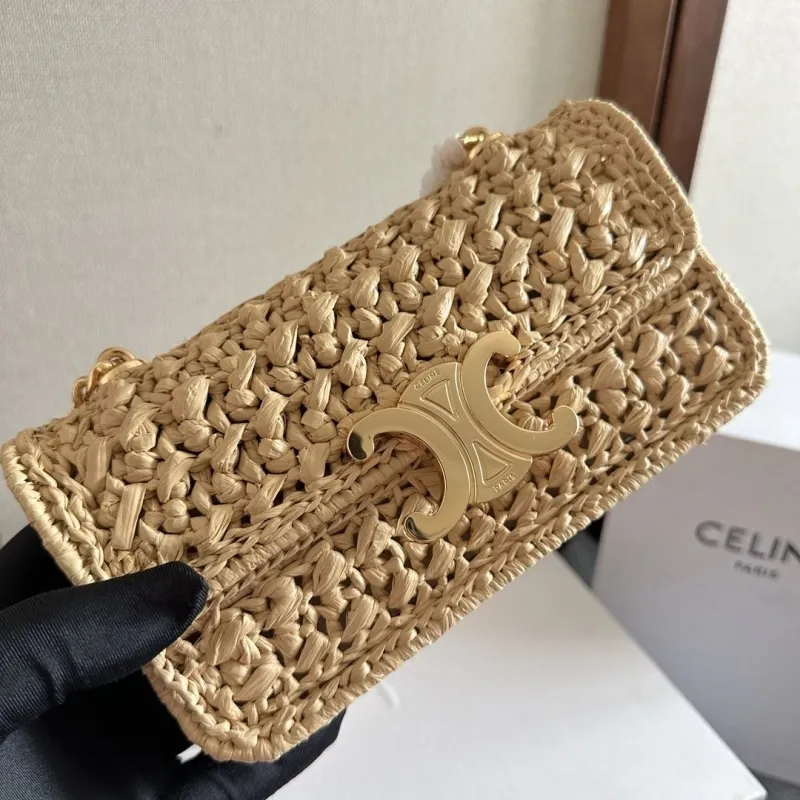 Alternative view of Celine Beige Raffia Satchel Bag